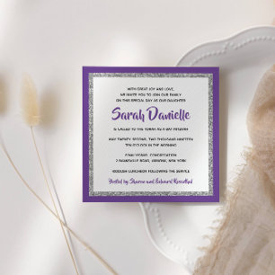 Glitter Bat mitzvah, skalad och Silver Inbjudningar