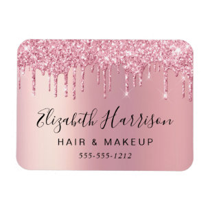Glitter Beauty Rosa Affärskort Magnet