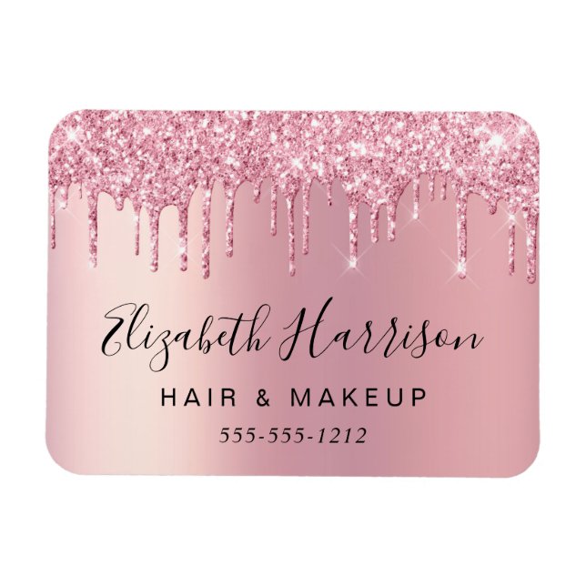 Glitter Beauty Rosa Affärskort Magnet (Horisontell)