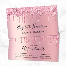 Glitter Beauty Rosa Appointation Card Tidsbeställning Kort