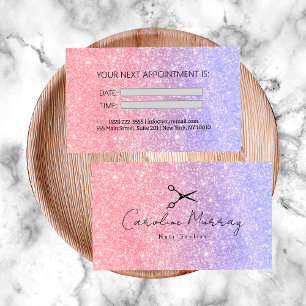 Glitter Beauty Rosa Hairstylist avtalskort Visitkort