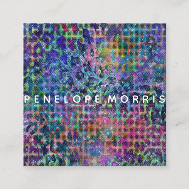 Glitter Beauty Stylist (Abstrakt för djurutskrift) Fyrkantigt Visitkort (Framsida)