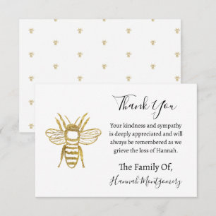 Glitter Bee Funeral Sympathy Tack Anteckningskort