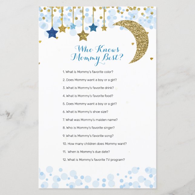 Glitter blå måne-vattenfärg som känner Mamma bäst (Framsida)