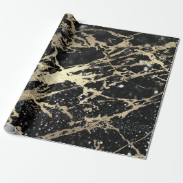 Glitter Black Foxier Guld Marble Shiny Metallic Presentpapper
