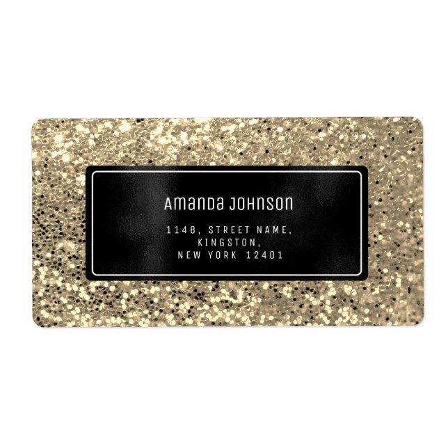 Glitter Black Framed Guld OSA Adress Boutique Fraktsedel (Framsidan)