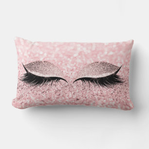 Glitter Black Glam Makeup Öga Lash Rosa ros Lumbarkudde