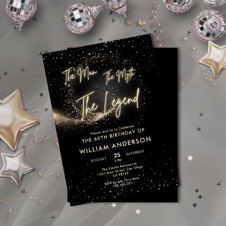 Glitter Black & Guld, mannen, myten, legenden Inbjudningar