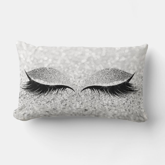 Glitter Black Makeup Öga Lash White Silver Öga Lumbarkudde (Framsida)