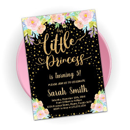 Glitter Black Princess Birthday-inbjudningar Inbjudningar