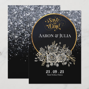 Glitter Black Ro Flowers Spara datum Datumet