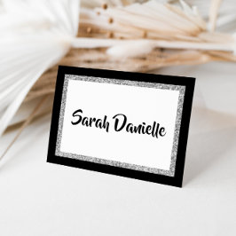 Glitter Black & Silver Tackkort Card