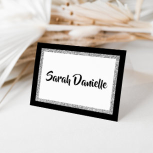 Glitter Black & Silver Tackkort Card