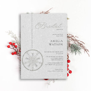 Glitter Bling Snowflake White Winter Möhippa Inbjudningar