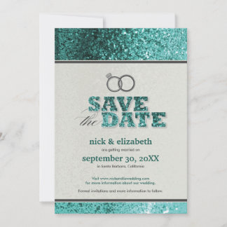 Glitter Bling Spara datum-kort (akvatisk) Datumet