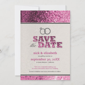 Glitter Bling Spara datum-kort (rosa) Datumet