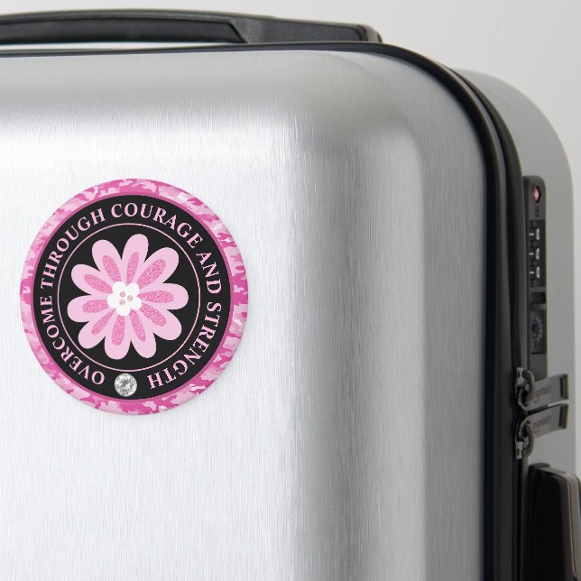 Glitter Blomma Kamouflage Bröstcancer Medvetenhet Magnet (In Situ (Luggage))