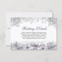 Glitter Blommig Lila Bröllopsmottagning Detaljer Inbjudningar