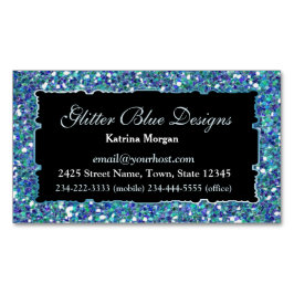Glitter Blue Elegance Magnetic Affärskort Visitkortmagnet