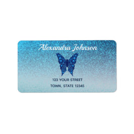 Glitter Blue Returadress Adressetikett