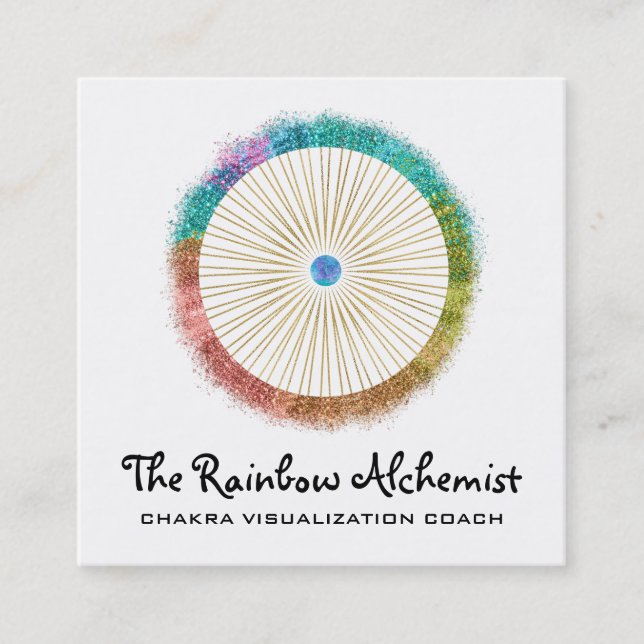 *~* Glitter Boho Guld Helig Geometry Chakra Fyrkantigt Visitkort (Framsida)