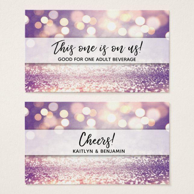 Glitter Bokeh Drink Biljetter med modern handstil (Framsida & baksida)