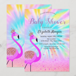 Glitter Bokeh, Flamingo, Ombre Tiedye Inbjudningar