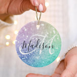 Glitter Bokeh Glamoral Elegant Julgransprydnad Keramik<br><div class="desc">Anpassa enkelt den här eleganten färglös bokeh glitter mönster med ditt eget namn och/eller monogram.</div>