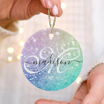 Glitter Bokeh Glamoral Elegant Julgransprydnad Keramik<br><div class="desc">Anpassa enkelt den här eleganten färglös bokeh glitter mönster med ditt eget namn och/eller monogram.</div>