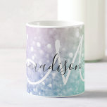 Glitter Bokeh Glamoral Elegant Kaffemugg<br><div class="desc">Anpassa enkelt den här eleganten färglös bokeh glitter mönster med ditt eget namn och/eller monogram.</div>