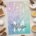 Glitter Bokeh Glamoral Elegant Kökshandduk<br><div class="desc">Anpassa enkelt den här eleganten färglös bokeh glitter mönster med ditt eget namn och/eller monogram.</div>