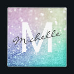 Glitter Bokeh Glamoral Elegant Magnet<br><div class="desc">Anpassa enkelt den här eleganten färglös bokeh glitter mönster med ditt eget namn och/eller monogram.</div>