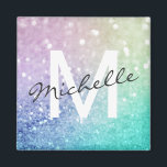 Glitter Bokeh Glamoral Elegant Magnet<br><div class="desc">Anpassa enkelt den här eleganten färglös bokeh glitter mönster med ditt eget namn och/eller monogram.</div>