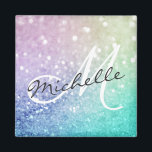 Glitter Bokeh Glamoral Elegant Magnet<br><div class="desc">Anpassa enkelt den här eleganten färglös bokeh glitter mönster med ditt eget namn och/eller monogram.</div>