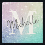 Glitter Bokeh Glamoral Elegant Stenunderlägg<br><div class="desc">Anpassa enkelt den här eleganten färglös bokeh glitter mönster med ditt eget namn och/eller monogram.</div>