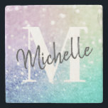 Glitter Bokeh Glamoral Elegant Stenunderlägg<br><div class="desc">Anpassa enkelt den här eleganten färglös bokeh glitter mönster med ditt eget namn och/eller monogram.</div>