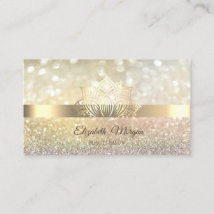 Glitter Bokeh Guld, Guld Lotus Blomma Yoga Visitkort