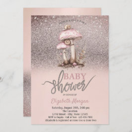 Glitter Bokeh,Mushroom Snigel Baby Shower Inbjudningar
