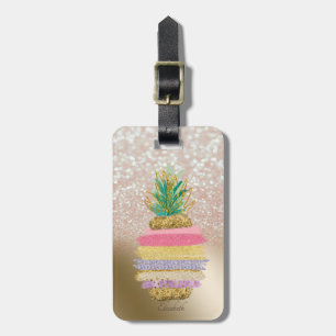 Glitter bokeh Ombre,Stripe Pineapple Bagagebricka