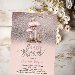 Glitter Bokeh, Svamp Sniglar Baby Shower Inbjudningar