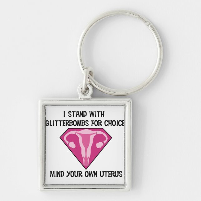 Glitter bombarderar för primaa Keychaim Fyrkantig Silverfärgad Nyckelring (Framsidan)