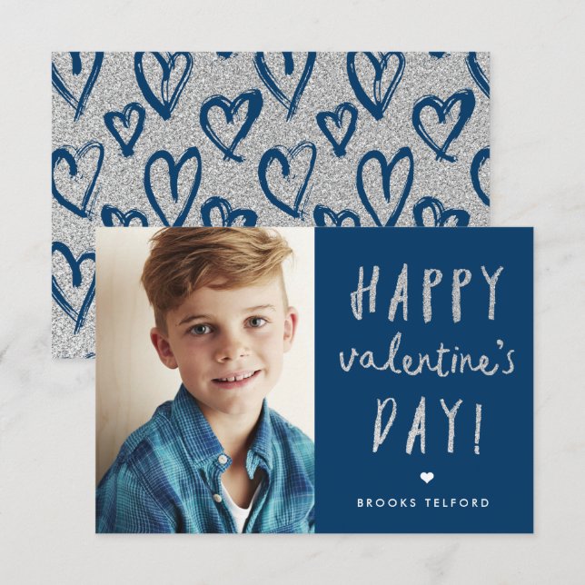 Glitter Boys Classroom valentins dagskort Inbjudningar (Fram/baksida)
