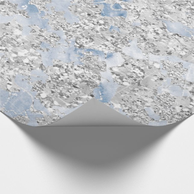 Glitter Bride Marble Grått Grått Silver Stone Blue Presentpapper (Hörn)