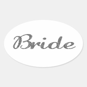 Glitter Bride Silver Ovalt Klistermärke