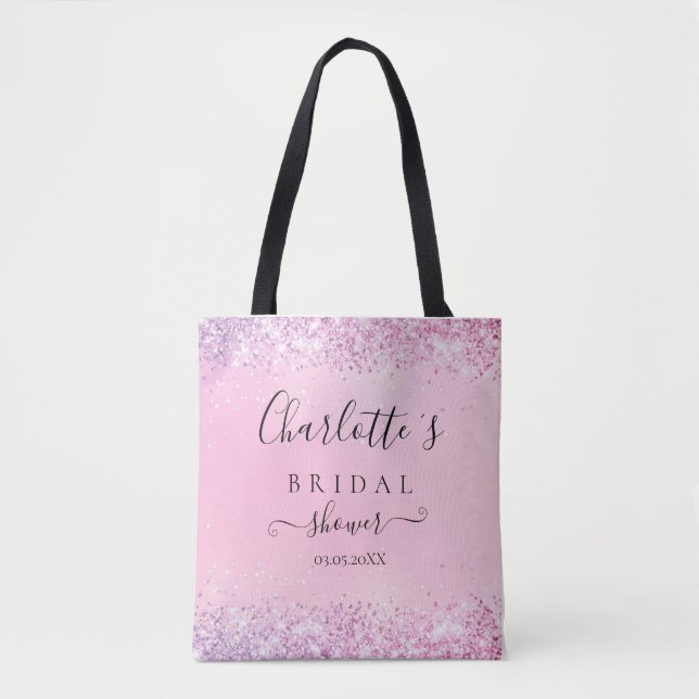 GLITTER BRIDESMAID GIFT TOTE BAG TYGKASSE (Framsida)