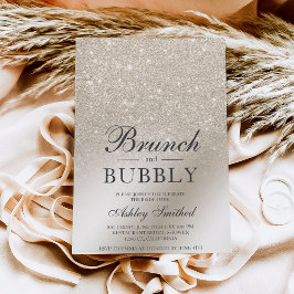 glitter brunch bubblande möhippa av pärlelfenben inbjudningar
