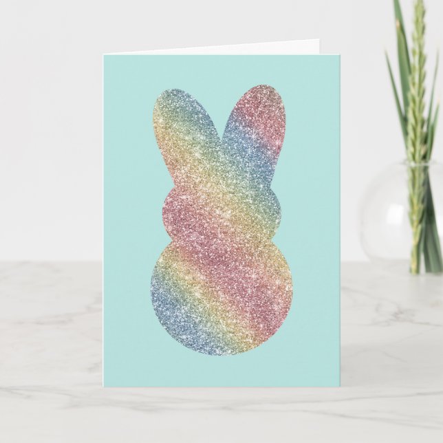 Glitter Bunny Hoppy Påsk Helgkort (Framsida)