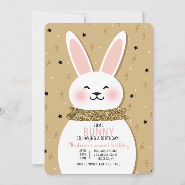 Glitter Bunny-inbjudan Inbjudningar (Framsida)