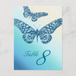 Glitter Butterfly Bordsnummer Postcard Blue
