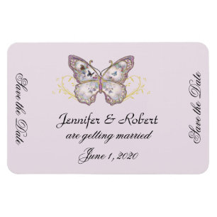 Glitter Butterfly Lavender Bröllop spara datum Magnet
